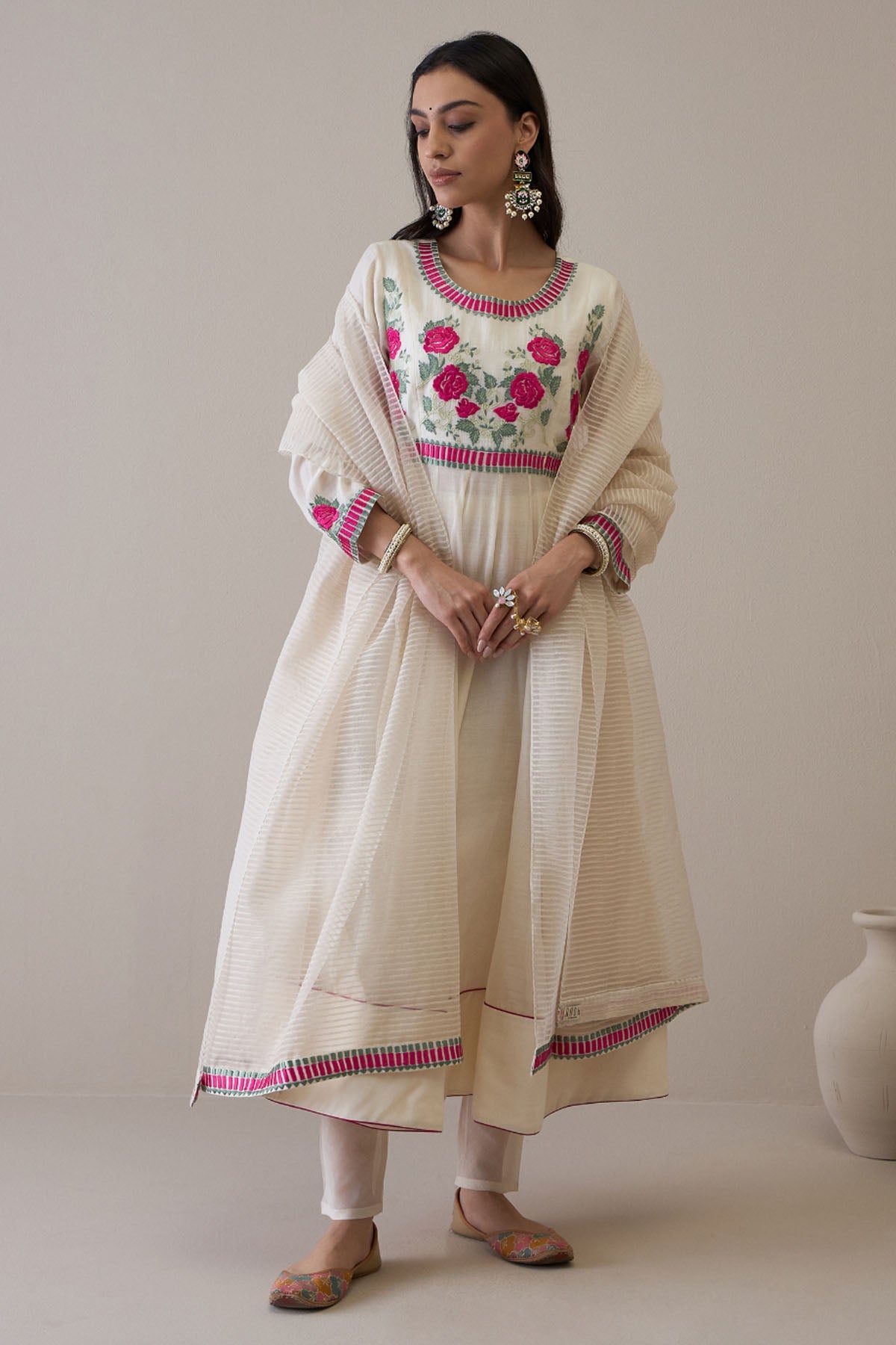 Buy RoohbyRidhimaa Floral Embroidered Anarkali Set only at ScrollnShops